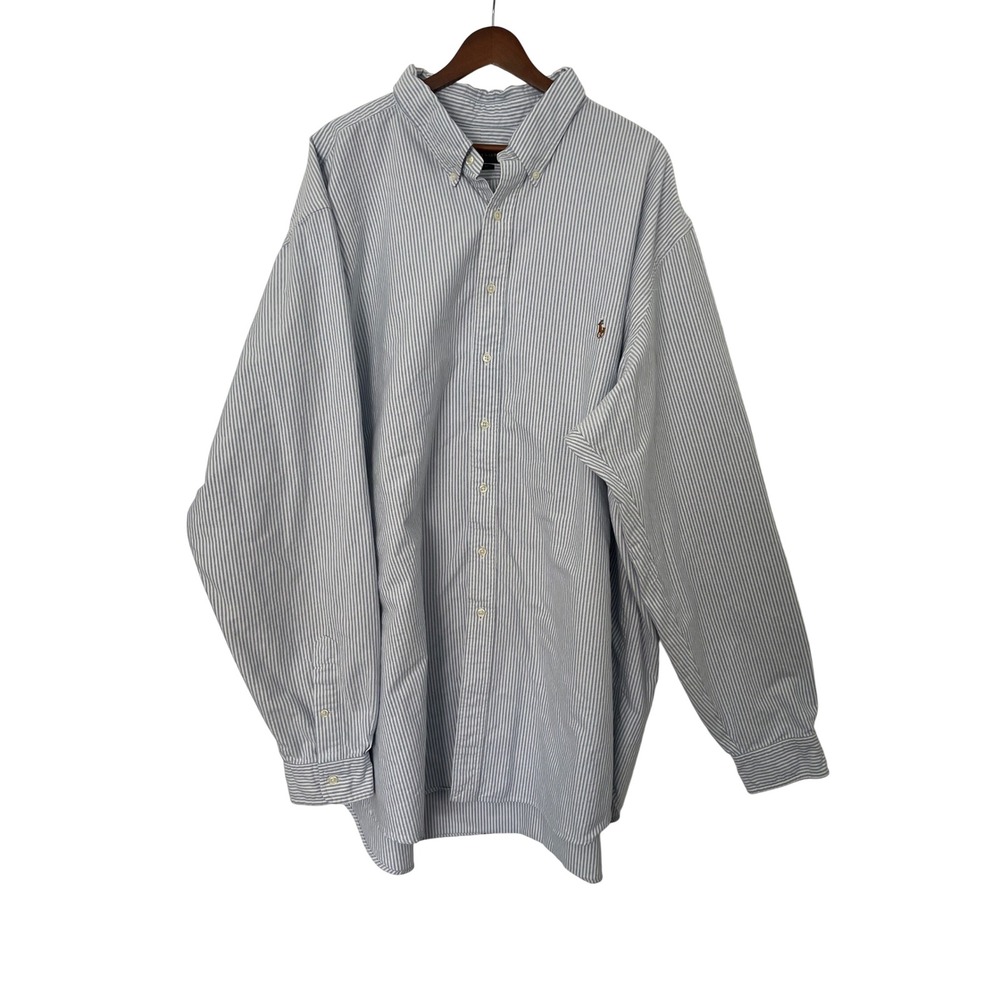 Ralph Lauren Men's 4XLT Classic Fit Blue Stripe Oxford Shirt Multicolor Pony